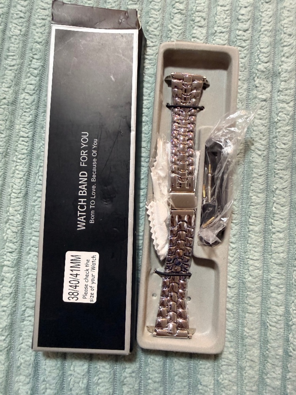 Metal Bracelet Band for Apple Watch 38mm 40mm 41mm Silver Adjustable